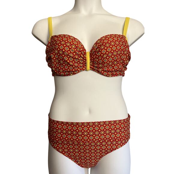 Curvy Kate Red Bikini Set 32DDD 32E and XS Bottom - EUC - Picture 1 of 12